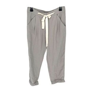 Wilfred Womens Allant Linen Blend Tie Waist Crop Pants‎ Light Gray Size 2